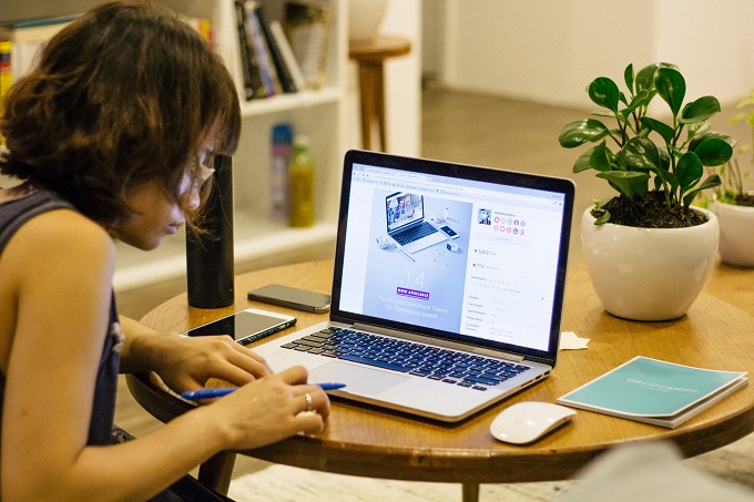 woman in front of laptop