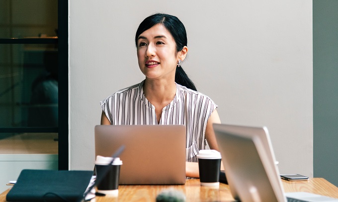 asian woman on corporate office